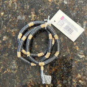 Black and Gold Beaded Bracelet Set